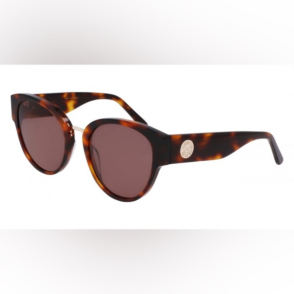 Anne Klein round tortoiseshell and champagne gold sunglasses - Picture 3 of 3